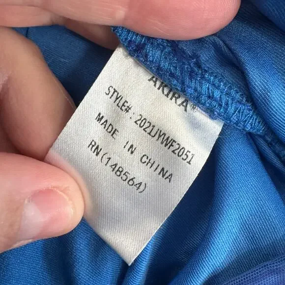 Akira Aqua Babe Mesh Printed Midi Dress BodyCon Size Small Form Fitting Blues - Picture 13 of 14